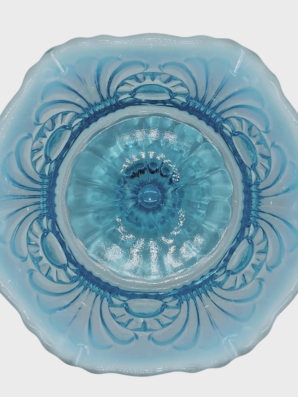 Fenton Eye & Scroll Blue Opalescent Compote - Picture 6 of 8